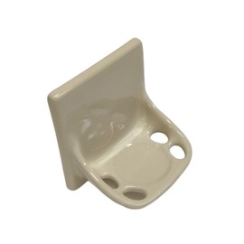 Ceramic Toothbrush Holders for Bathrooms Over Tile Wall Mount Flat Back Tumbler Toothpaste Tooth Brush Paste Shower (Parchment Glossy)