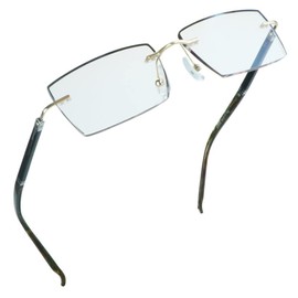 LifeArt Blue Light Blocking Glasses, Computer Reading Glasses, Anti Blue Rays, Reduce Eyestrain, Rimless Frame Tinted Lens with Diamond, Stylish for Men and Women (+4.00 Magnification)