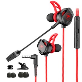BlueFire 3.5mm Gaming Headphones with Noise-Cancelling Mic, Stereo Gaming Earbuds, Gaming Earphone with Volume Control for PC, Phone(Red)