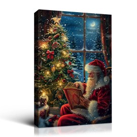 Warm Christmas Gift Santa Claus Canvas Wall Painting - the Ideal Choice for Decorating Holiday Living Rooms and RoomsColor: multi color, Size: 36*24 inch