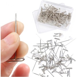 50Pcs Silver T Pins Stainless Steel Wig T Pins T Shaped Pins for Blocking Knitting Modelling Crafts and Office with Plastic Box (3.2cm), Pins, Pins and Pincushions