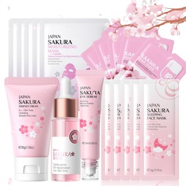 Skin Care Set for Teenage Girls, Japan Sakura Skincare Set, Anti-Ageing Face Care Set, Daily Beauty Care - SET D