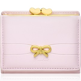 BIAOTIE Wallet Women RFID Blocking Trifold Pocket Purse Multi Card Holder Ladies Purse Cute Wallets for Women, Girls, Light Pink, Cute