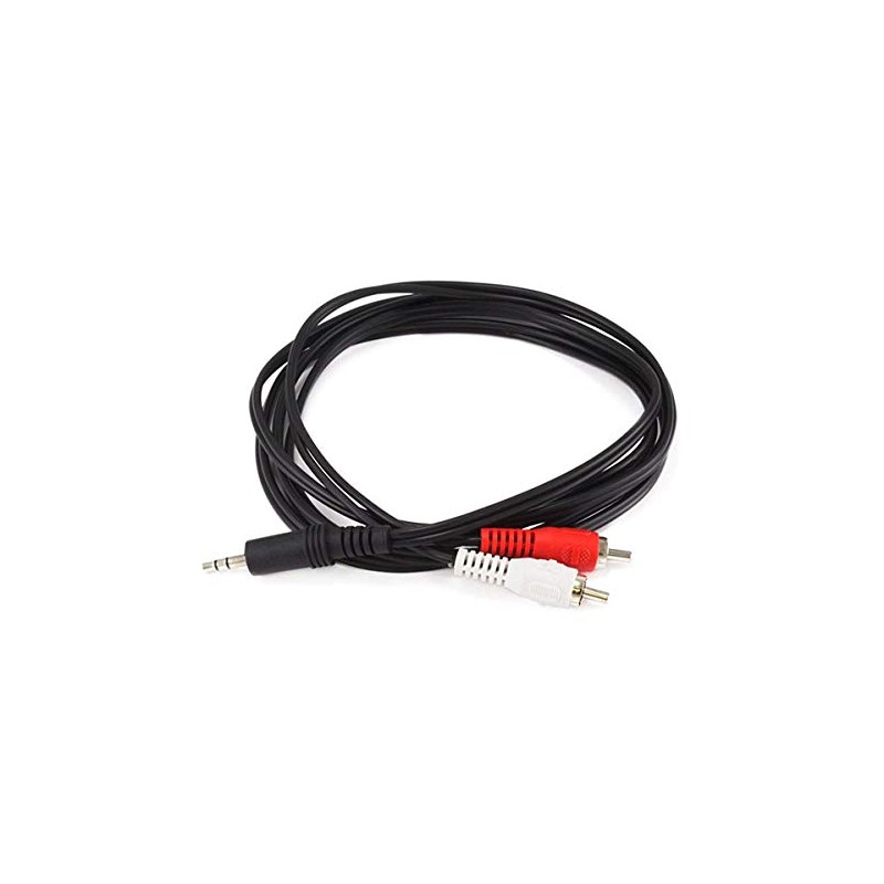 Monoprice 100665 Stereo Plug/2 RCA Plug Cable, 3.5mm, 6-Inch, Black