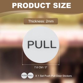 PATIKIL 1Set Push Pull Door Stickers, 3in Push and Pull Signs Plate Acrylic Vertical Self-Adhesive for Doors Glass Window Business Stores, Round, Silver