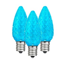 Novelty Lights 25PK C9 LED Faceted Ultra Bright Dimmable Outdoor Christmas Light Replacement Bulbs for String Lights (Teal)