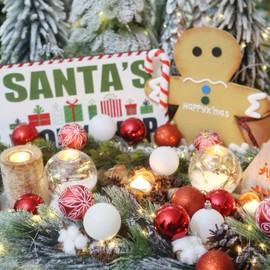 Sea Team 24-Pack Christmas Ball Ornaments with Strings, 60mm/2.36-Inch Medium Size Baubles, Shatterproof Plastic Christmas Bulbs, Hanging Decorations for Xmas Tree, Holiday, Wedding, Party, Red