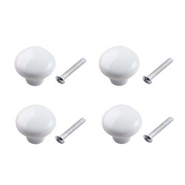 VIPERMARK 4 PCS Circular Colored Ceramic Drawer Handles,Cabinets,Door Handles-White