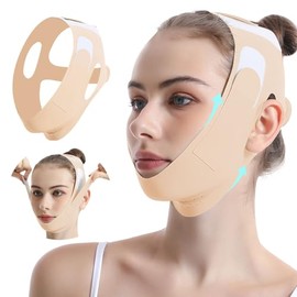Correa para la barbilla para dormir, reductor de papada para mujeres, moldeador de mandíbula, máscara de elevación en V ajustable, parche para la barbilla, cinturón facial reutilizable en fo