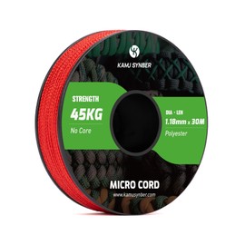 Kamu Synber Micro Cord 1.18mm Paracord Braided Rope 30m Spool for Bracelet, Crafting, Jewelry Making, Key Chains | Support 45kg | Red