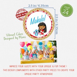 Mahalo - Party Favor Stickers Lilo Stitch Character Themed Birthday Celebration School Luau Beach Pool Supply (Set of 24) 2.5in Thank You