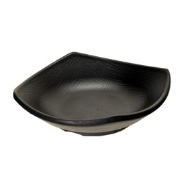 Ebros Gift Contemporary Ridged Silk Black Melamine Series Dinnerware Serveware Kitchenware Set Japanese Chinese Restaurant Supply (Pack Of 6 Curved Square Appetizer Banchan Plates 4.5" D)