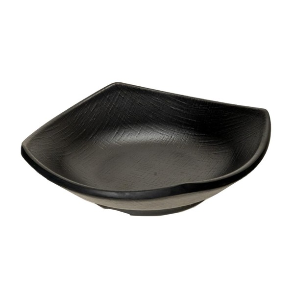 Ebros Gift Contemporary Ridged Silk Black Melamine Series Dinnerware Serveware