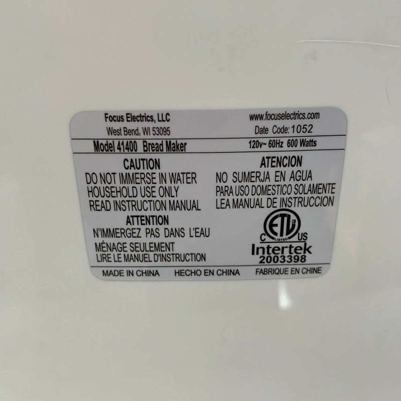 Paddle fits West Bend Bread Maker Model 41400 only