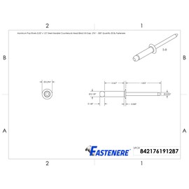 Fastenere Pop Rivets - 5/32" x 1/2" (50 pcs) Heavy Duty, Open-End, Aluminum, Dome-Head Blind Rivets, Corrosion-Resistant & High Shear Strength, 5-8 Gap .376" - .500"