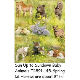 Hoffman California Fabrics Sun Up Sun Down Cotton Quilt Fabric Hoffman 4891-145 Spring Baby animals