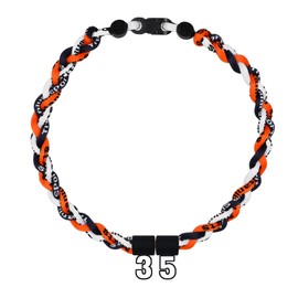 SUPBOMM Baseball Rope Necklaces, League Team Colors Braided Necklace with Number Pendant, Baseball Team Gifts, Orioles, No. 35