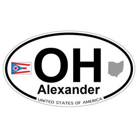 US Decal, Inc. Alexander, Ohio Oval Sticker with State Flag