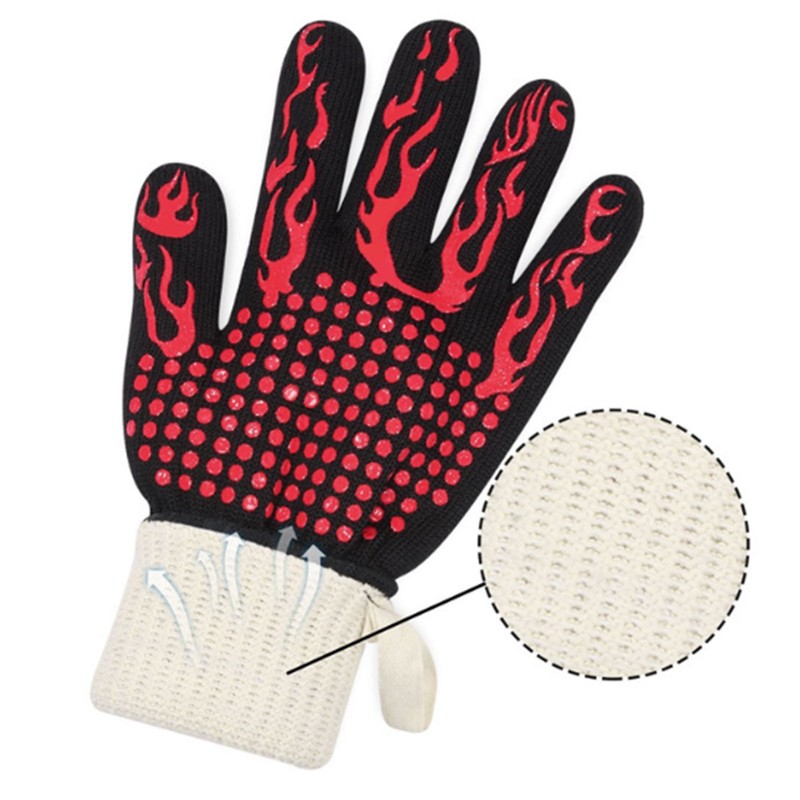 BBQ Gloves Heat Resistant Gloves Grilling Gloves Silicone Oven Gloves