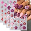 Flower Nail Art Stickers Decals, 4 Sheets 3D Self Adhesive
