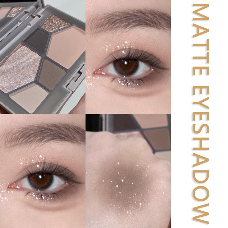 6-Color Nude Eyeshadow Palette - Matte and Shimmer Shades for