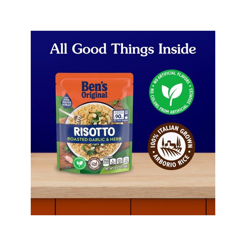 BEN'S ORIGINAL Risotto Roasted Garlic & Herb Flavored Rice, Easy