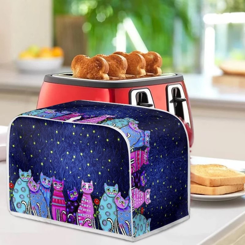 Xoenoiee Colorful Cats Pattern Toaster Cover 4 Slice Small Appliance