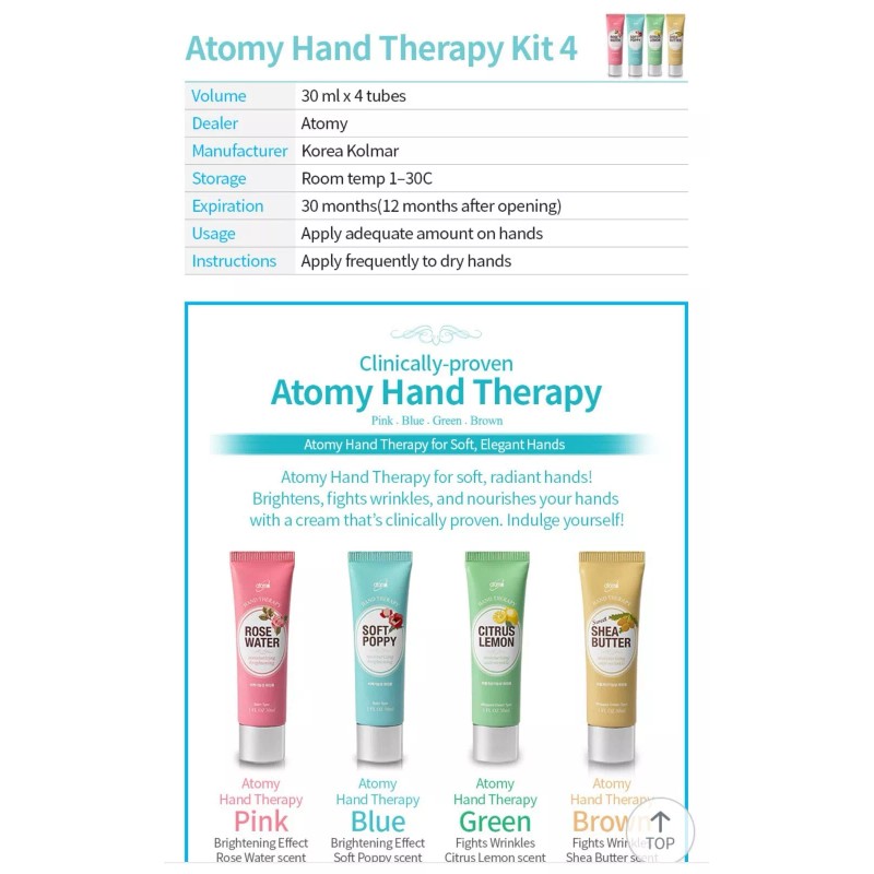 Atomy Hand Therapy Kit 4 Pack Of Different Kinds Of
