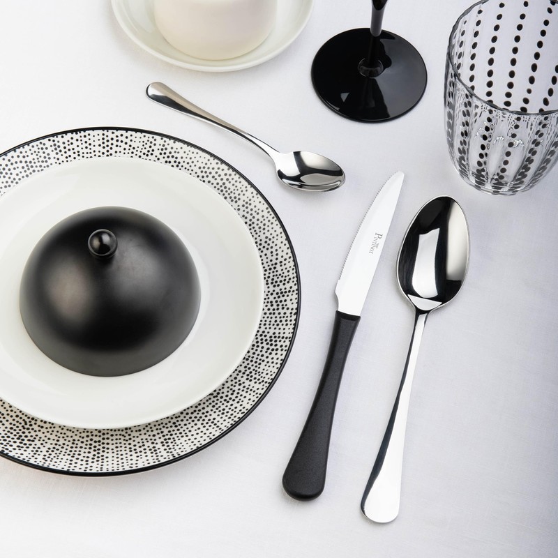 PINTINOX Set mit 12 Tischmessern Stresa Colour Schwarz, Edelstahl, rutschfester