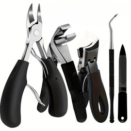 Professional Nail Clipper Set, 5pcs/set Stainless Steel Manicure Kit, Nail Clippers & Nail File & Nail Pliers, Nail Nippers Nail Care Manicure & Pedicure Tool for Home & Salon Use, Foot File Tool, Nail Supplies, Nail Art Tools