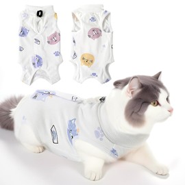 Yuanchu Cat Recovery Suit, Breathable Cat Surgery Recovery Suit Abdominal Wounds or Skin Diseases Surgical Onesie Jumpers for Cats Only Anti Licking Kitten Coat after Spaying(L)