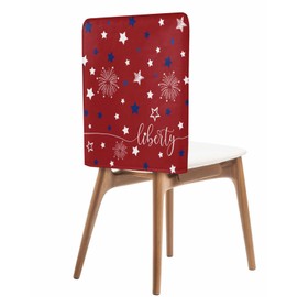 Jeomia Independence Day Chair Back Covers Set of 4, American Flag Removable Burlap Linen Kitchen Dining Rooms Chair Slipcovers Sets 20 x 19 Inches 4th of July Fireworks Red