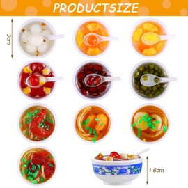 10 Pieces Mini Toy Food Miniatures Chinese Play Food Blue and White Pottery Sweet Soup Syrup Noodle Bowls for Kitchen Dollhouse Accessories