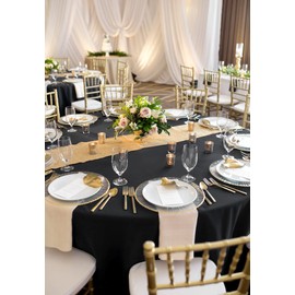 8 Pack Black Round Tablecloth 90 Inch Circle Polyester Table Cloth, Washable Fabric Stain and Wrinkle Resistant Table Cover Round Table Clothes for Wedding Parties Banquet Reception Gift Table