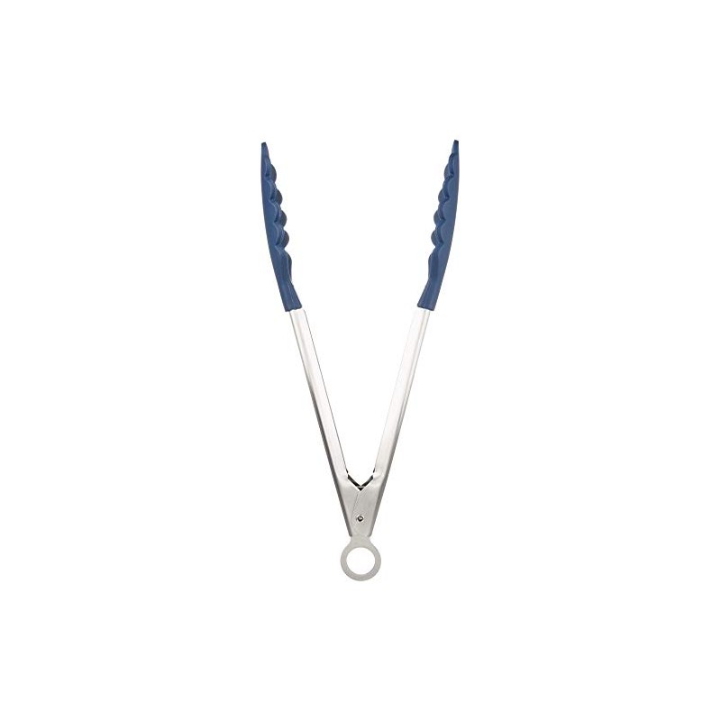 DELISH KITCHEN Pearl Metal Tongs, Navy, 9.4 inches (24 cm),