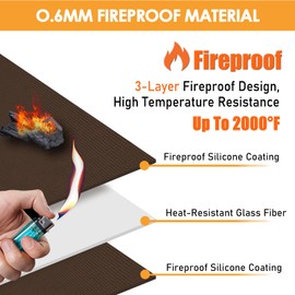 Fireproof Heat Shield for Wall Behind Grill Protect Deck Fence from Grill Heat, Heat Shield Grill Mat, Stove Wall Protector Fridge, Grill Mat Accessories Compatible with Blackstone, 3'x4', Brown