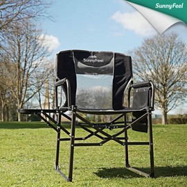 SUNNYFEEL Camping Directors Chair, Heavy Duty,Oversized Portable Folding Chair with Side Table, Pocket for Beach, Fishing,Trip,Picnic,Lawn,Concert Outdoor Foldable Camp Chairs