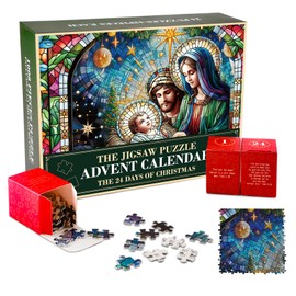 EggSun Advent Calender 2024 Christmas Eve Religious style Jigsaw Puzzles for 24 Days Countdown with 1008PCS Puzzles, Xmas Countdown Puzzles for Kids and Adults Religious Holiday Home Decorations Gift