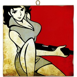 KUSTOM ART Series of 5 Vintage Style Lupin III Lupin Goemon Jigen Fujiko Zenigata Collection Wooden Print Gift Idea