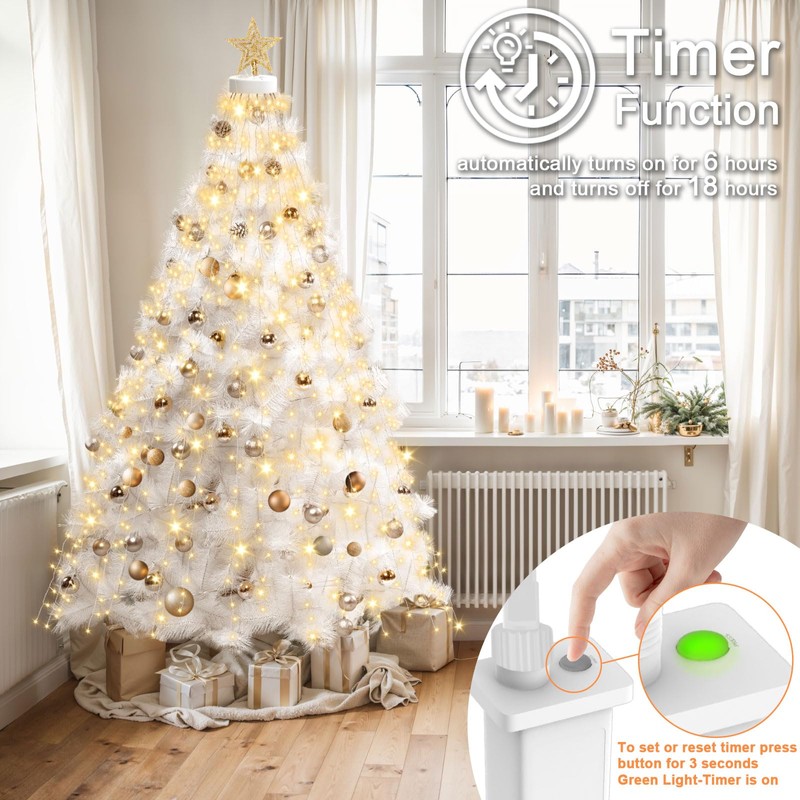 cshare White Christmas Tree Lights, White Wire 400LED Christmas Lights