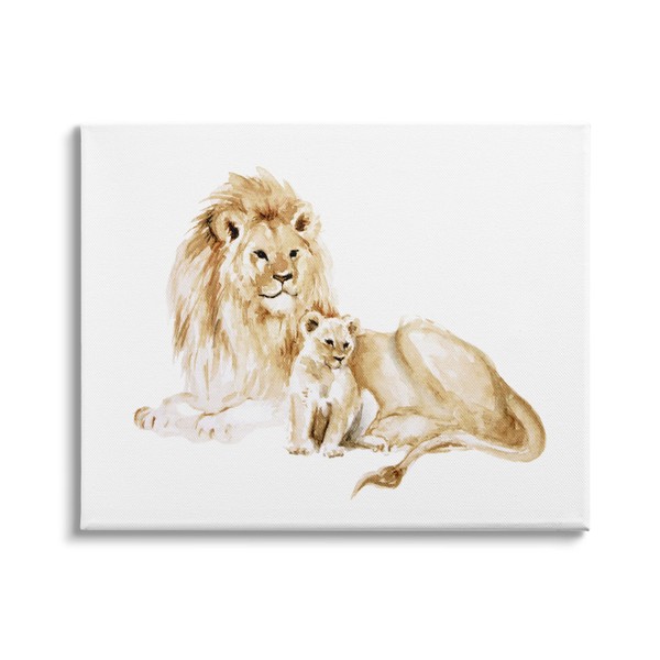 Stupell Industries Lion and Cub Watercolor Painting Nursery Safari Animal