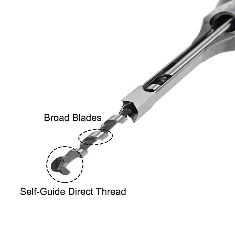 uxcell Square Hole Drill Bit, 1/4" High-Carbon Steel Hollow Chisel