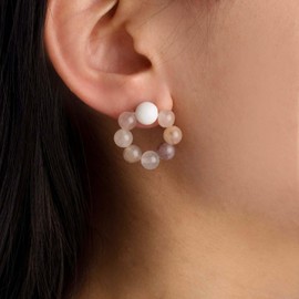 Cybche Vintage Gemstone Beaded Earrings Colorful Glass Bead Earrings Stone Beads Earring Bead Circle Stud Earring Created Gem Jewelry for Women