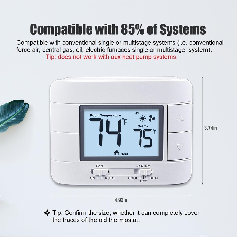 Aowel Non Programmable Thermostat for Home 2 Heat 2 Cool