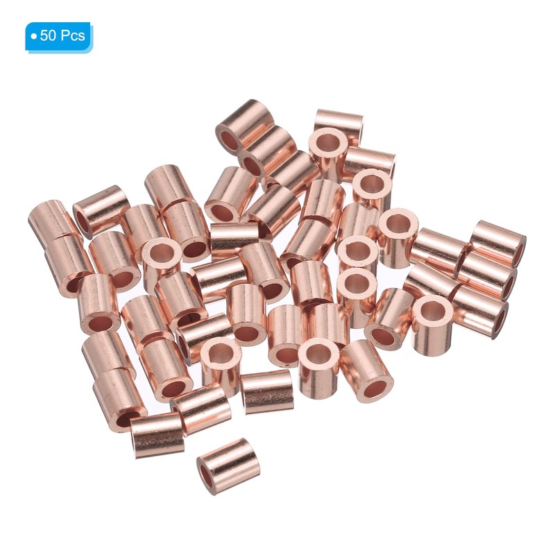 PATIKIL 3/32"/2.5 mm Wire Rope End Sleeve, Pack of 50