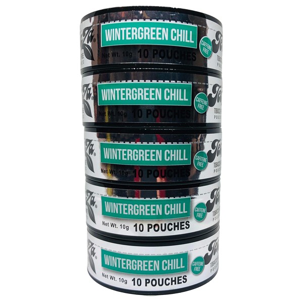 TeaZa Herbal Energy Pouch Wintergreen Chill 5 Cans with DC Crafts Nation Skin Can Cover - US Flag