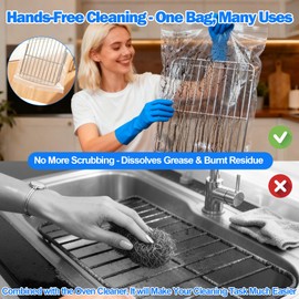 Palksky Oven Rack Cleaning Bags, Heavy Duty No Scrub Oven Rack Cleaning Bags, Reusable Leak-Resistant PE Bags for Deep Soaking Grill Grates, BBQ Racks, No Cleaner Included, 5 Pack
