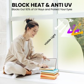 Frosted Glass Window Privacy Film, Static Cling, No Glue, UV Blocking, Reusable Decorative Window Film for Home & Office, Easy to Install & Remove (47.3 Inch X 6.56 Feet)