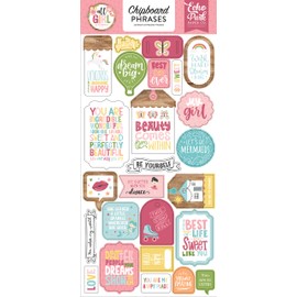 Echo Park Paper Company All Girl 6x13 Phrases chipboard, pink, dark, pink, green, teal