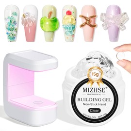 MIZHSE Solid Builder Gel: Non-Sticky 3D Nail Sculpting Gel with U V Lamp for 3D Nail Art Carving、Modeling and Nail Extension Soak Off U V/LED Nail Art Salon Home DIY